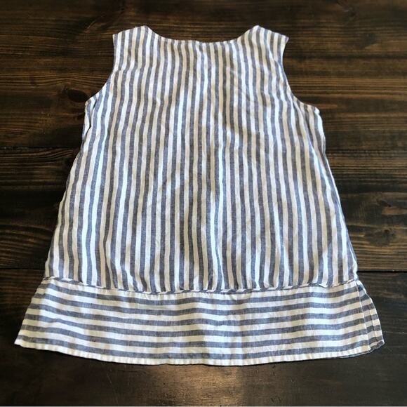 Linen Top Women’s Small Striped Sleeveless Tunic Tank Casual Coastal Nautical - Picture 6 of 11